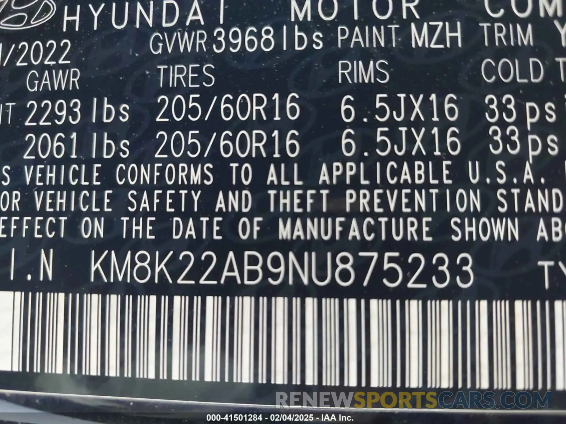 9 fotografías del automóvil dañado KM8K22AB9NU875233 HYUNDAI KONA 2022