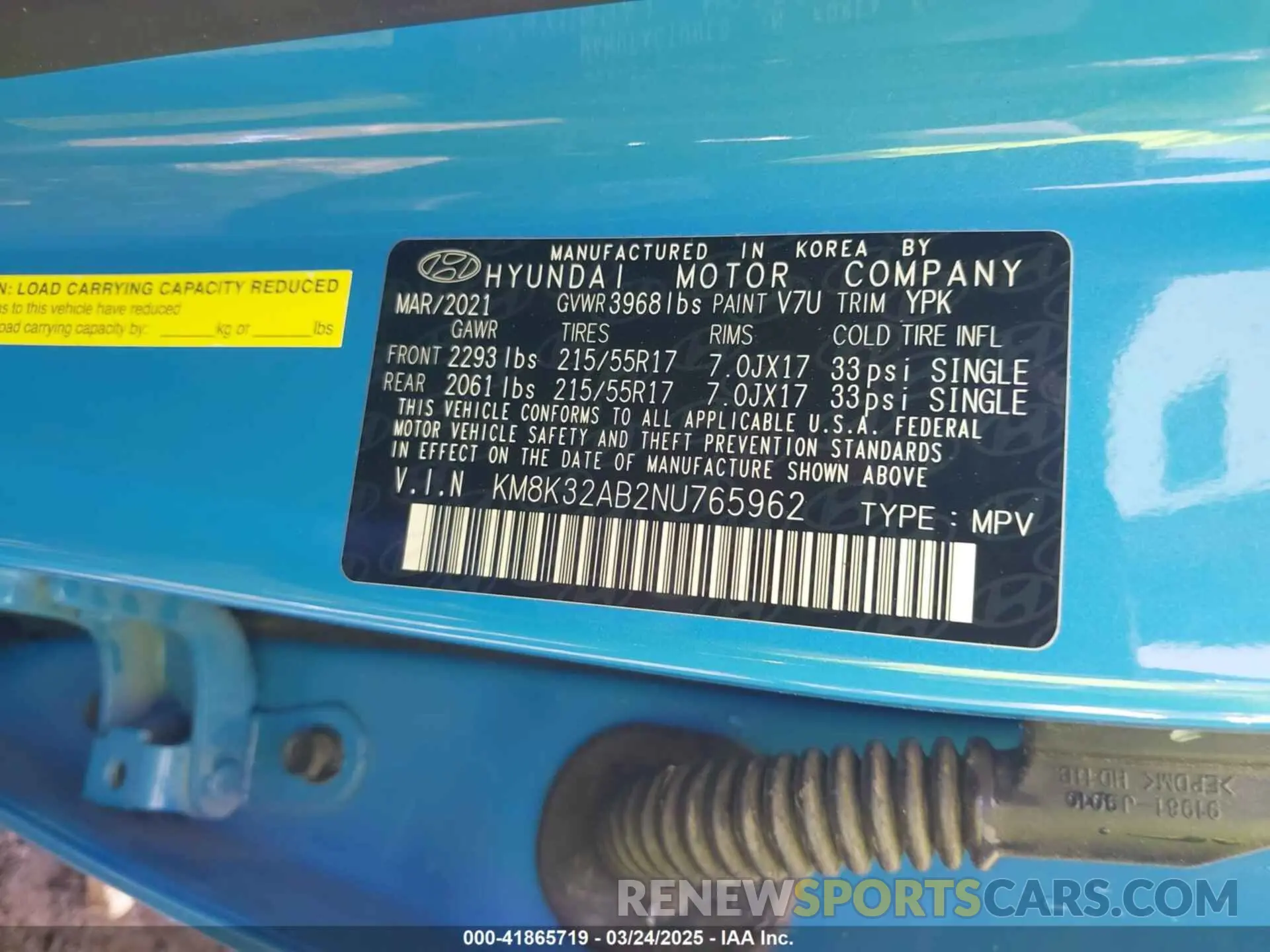 9 fotografías del automóvil dañado KM8K32AB2NU765962 HYUNDAI KONA 2022