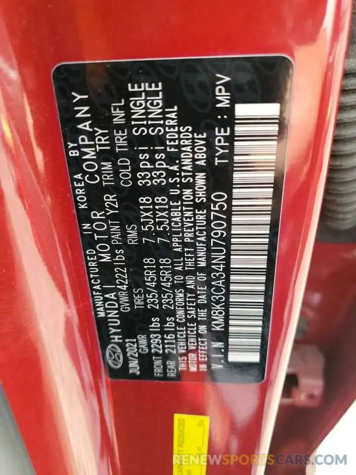 14 fotografías del automóvil dañado KM8K3CA34NU790750 HYUNDAI KONA 2022