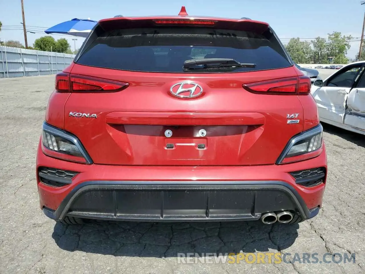 6 fotografías del automóvil dañado KM8K3CA34NU790750 HYUNDAI KONA 2022