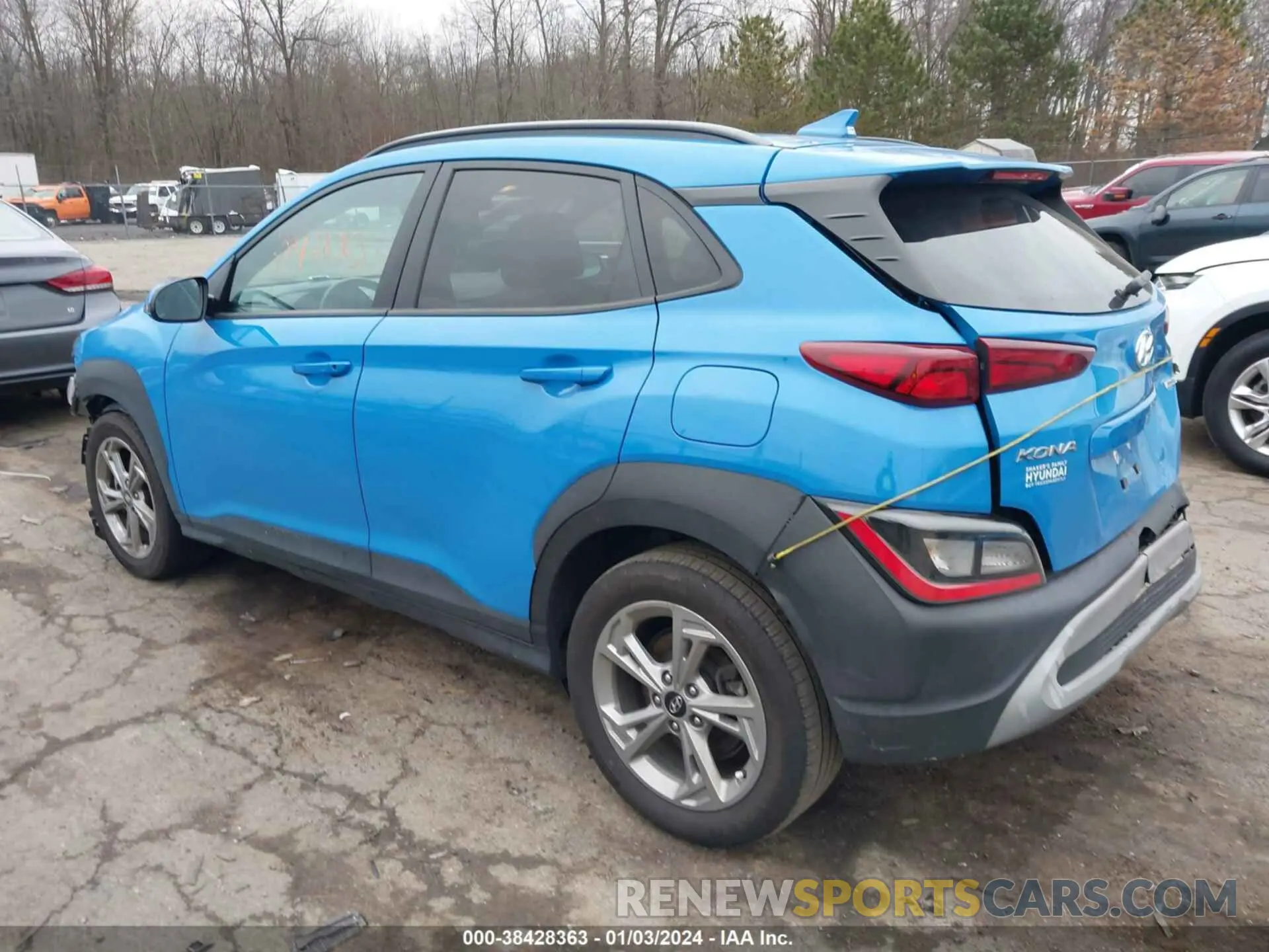 3 fotografías del automóvil dañado KM8K3CAB1NU762587 HYUNDAI KONA 2022