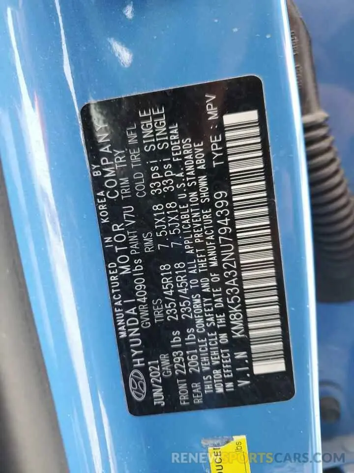15 fotografías del automóvil dañado KM8K53A32NU794399 HYUNDAI KONA 2022