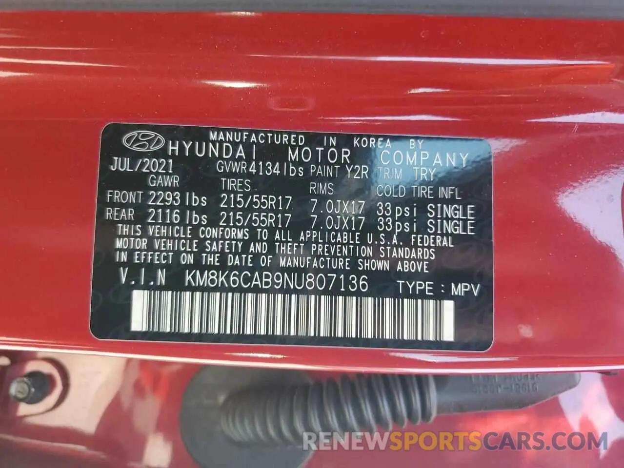 13 fotografías del automóvil dañado KM8K6CAB9NU807136 HYUNDAI KONA 2022