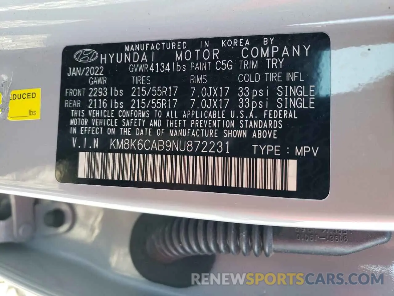 13 fotografías del automóvil dañado KM8K6CAB9NU872231 HYUNDAI KONA 2022