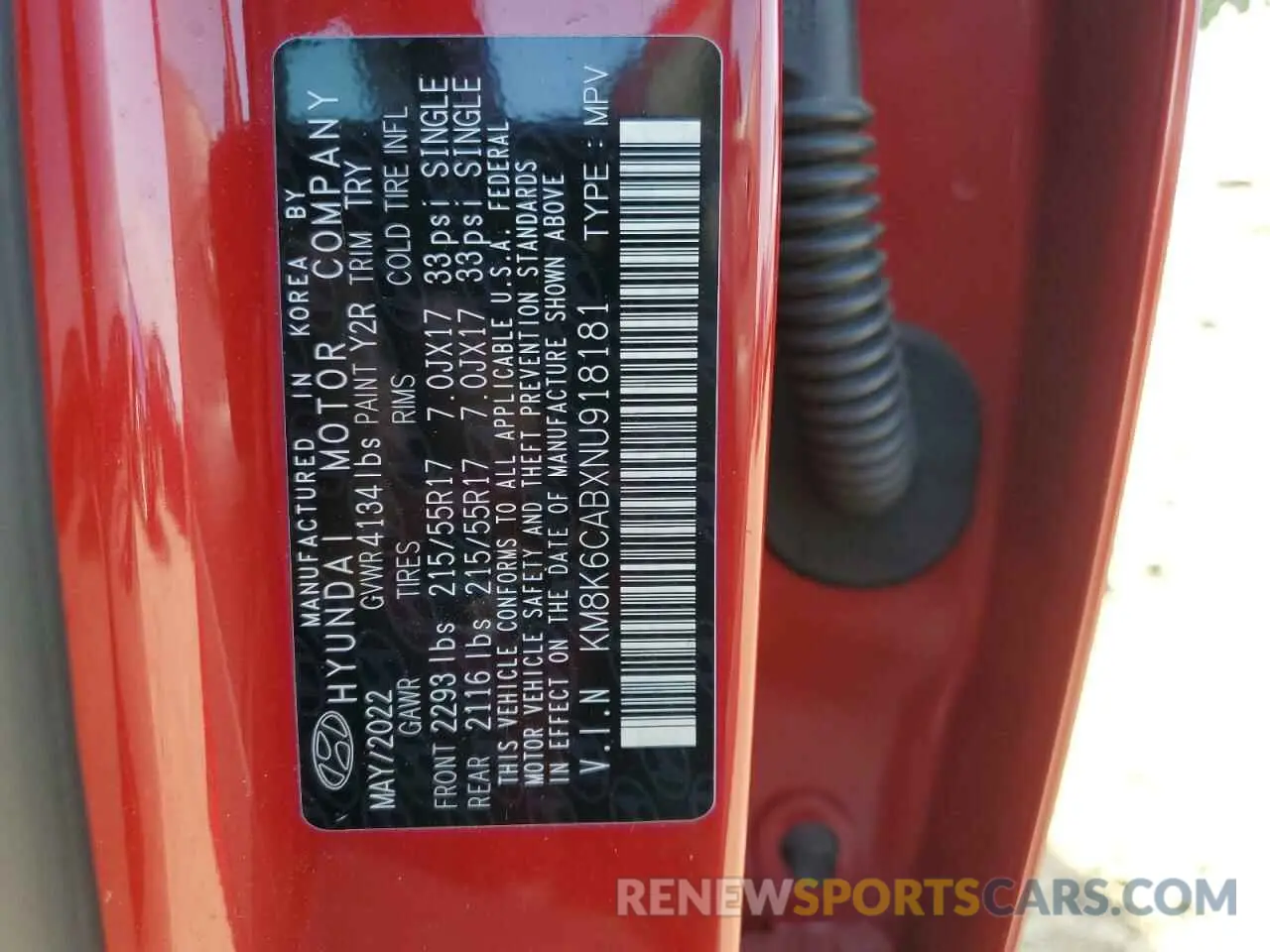 12 fotografías del automóvil dañado KM8K6CABXNU918181 HYUNDAI KONA 2022