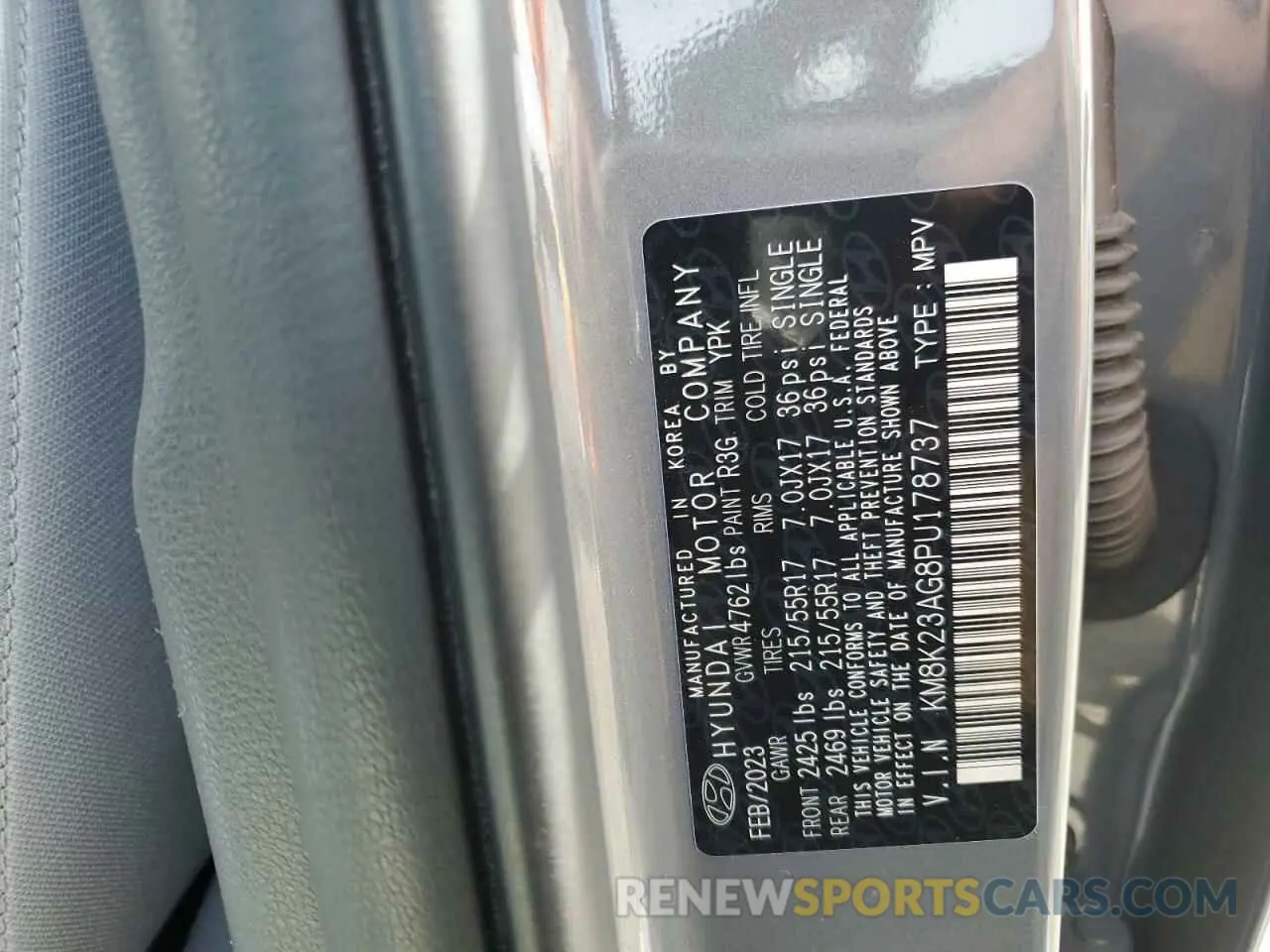 13 fotografías del automóvil dañado KM8K23AG8PU178737 HYUNDAI KONA 2023