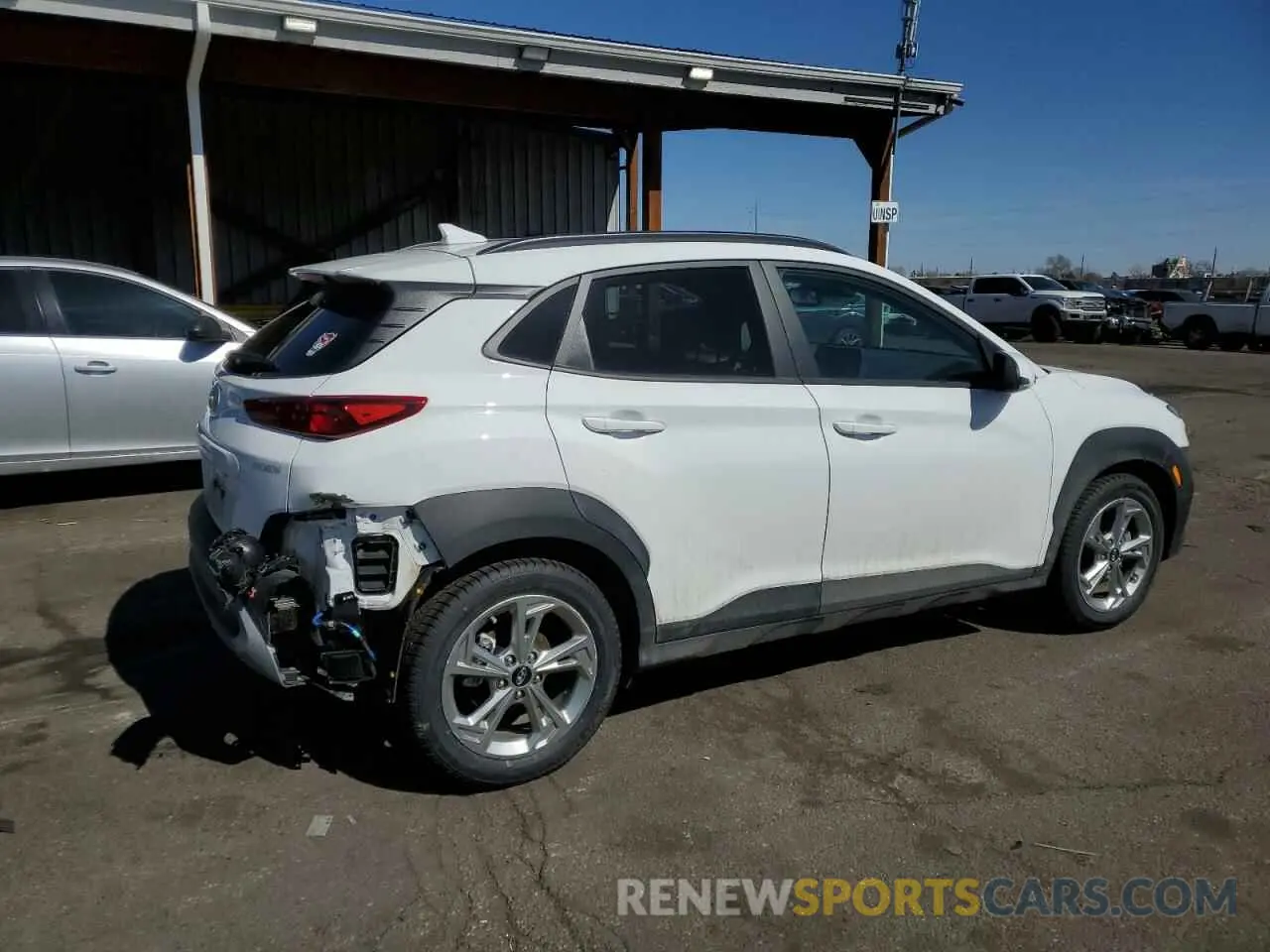 3 fotografías del automóvil dañado KM8K32AB2PU976324 HYUNDAI KONA 2023