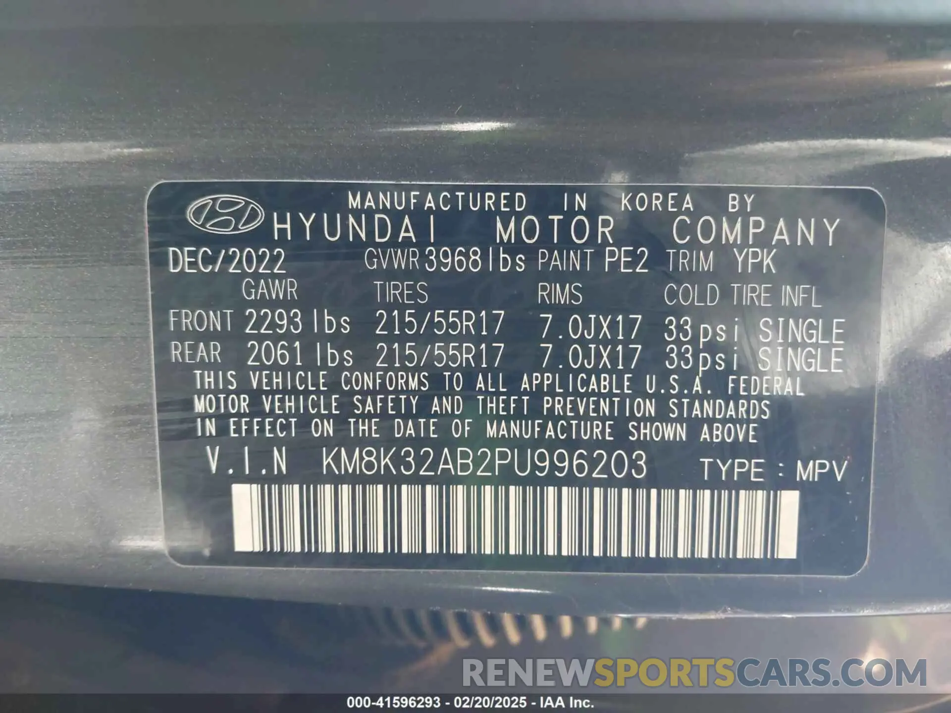 9 fotografías del automóvil dañado KM8K32AB2PU996203 HYUNDAI KONA 2023