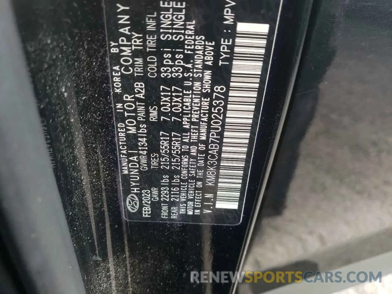 13 fotografías del automóvil dañado KM8K3CAB7PU025378 HYUNDAI KONA 2023