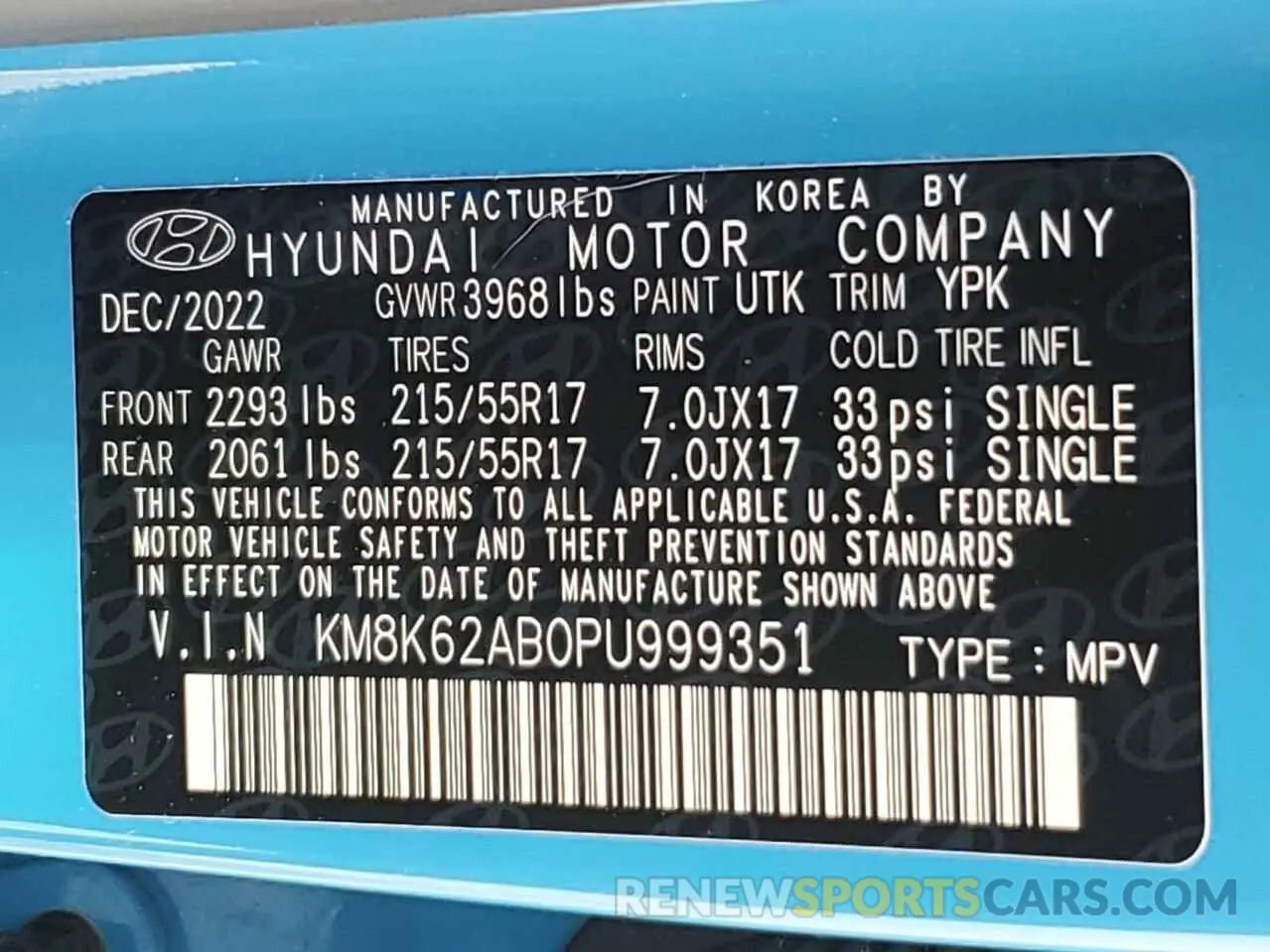 16 fotografías del automóvil dañado KM8K62AB0PU999351 HYUNDAI KONA 2023