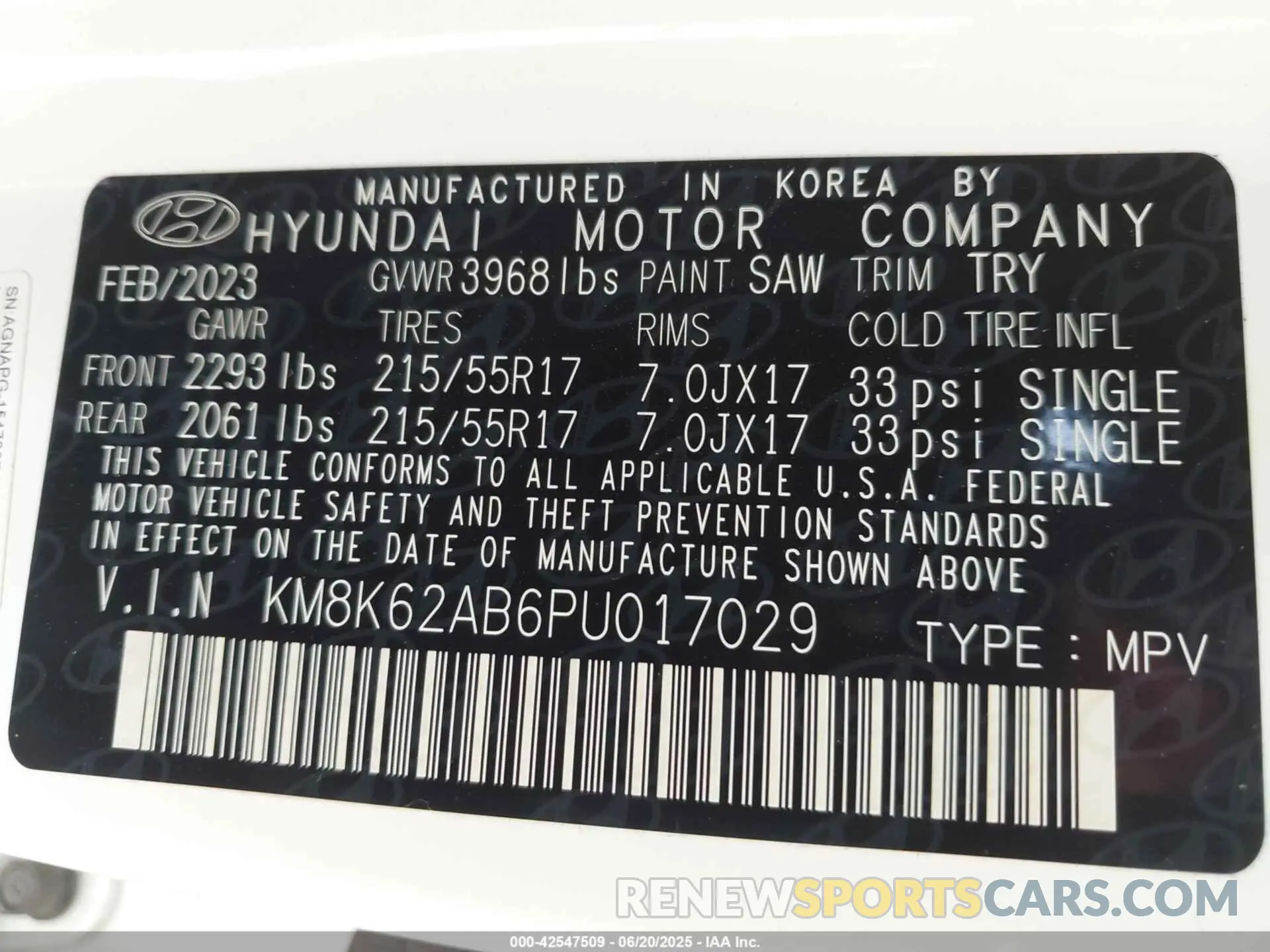 9 fotografías del automóvil dañado KM8K62AB6PU017029 HYUNDAI KONA 2023