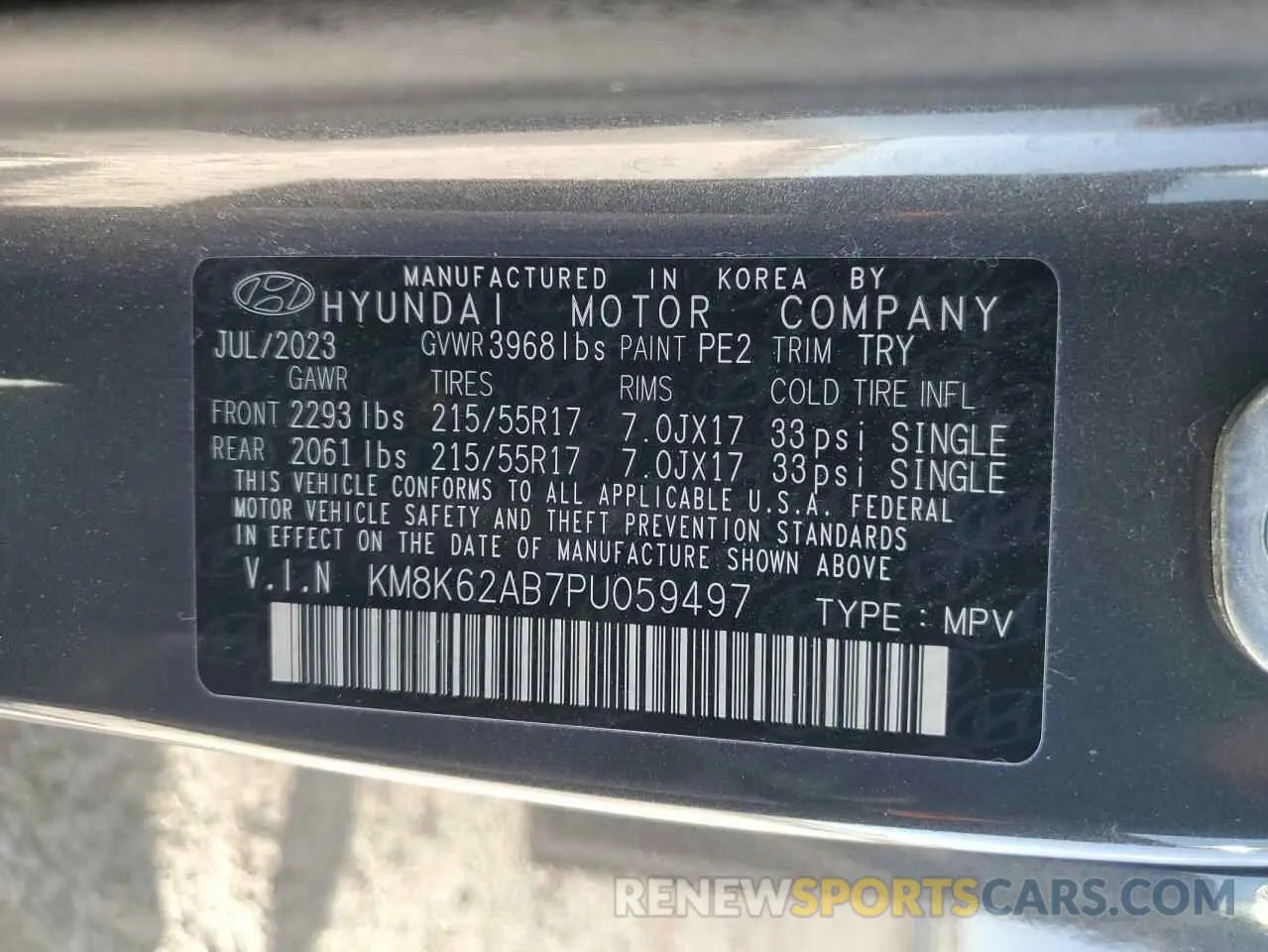 15 fotografías del automóvil dañado KM8K62AB7PU059497 HYUNDAI KONA 2023