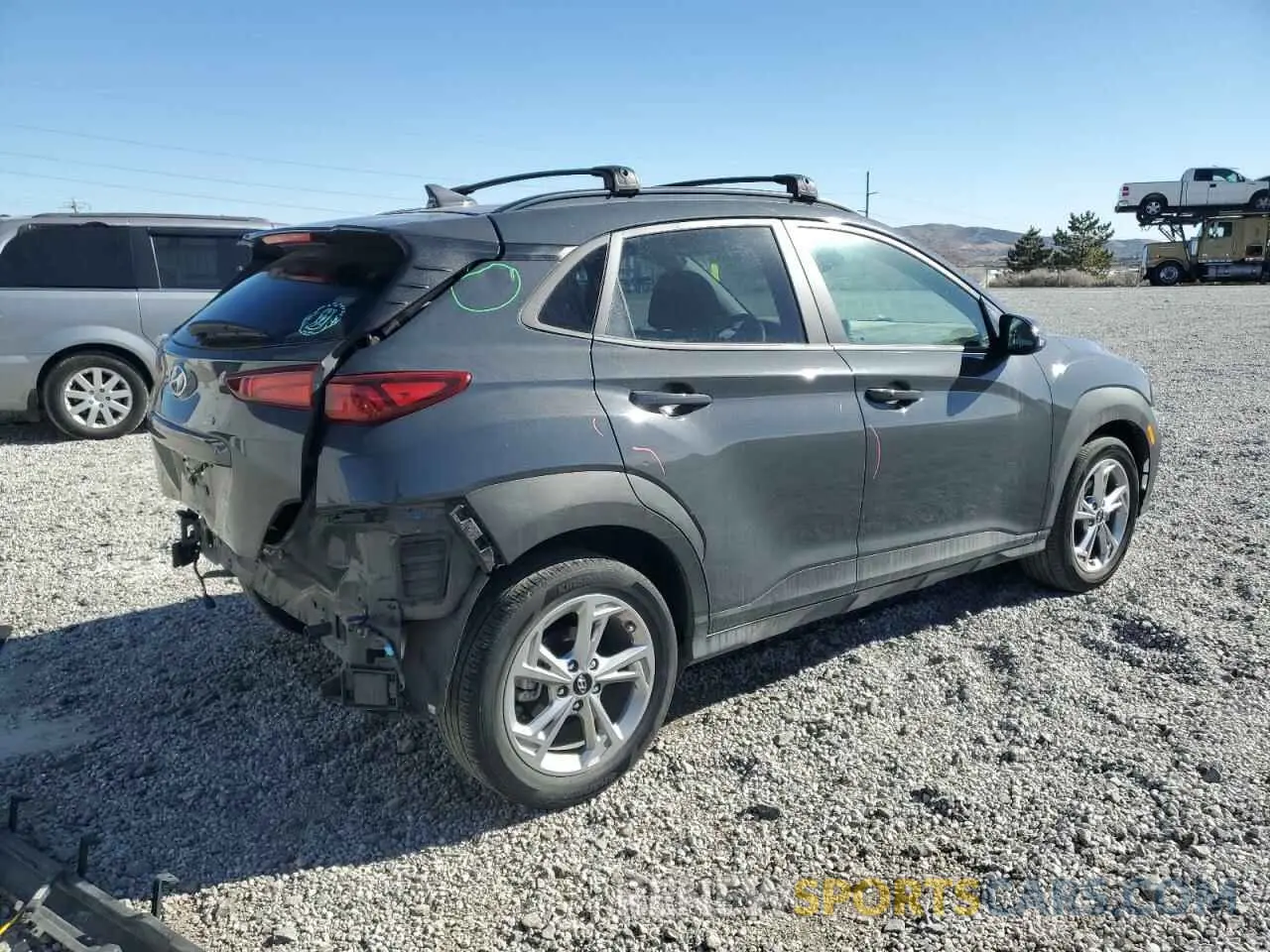 3 fotografías del automóvil dañado KM8K62AB7PU059497 HYUNDAI KONA 2023