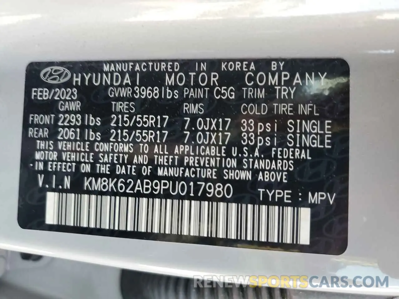 14 fotografías del automóvil dañado KM8K62AB9PU017980 HYUNDAI KONA 2023