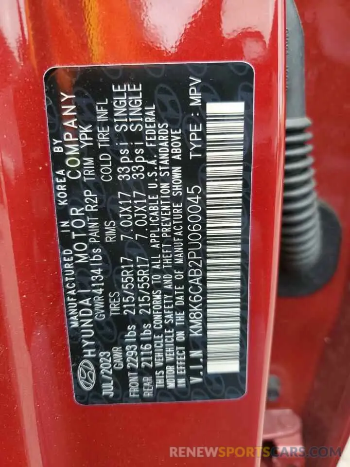 12 fotografías del automóvil dañado KM8K6CAB2PU060045 HYUNDAI KONA 2023