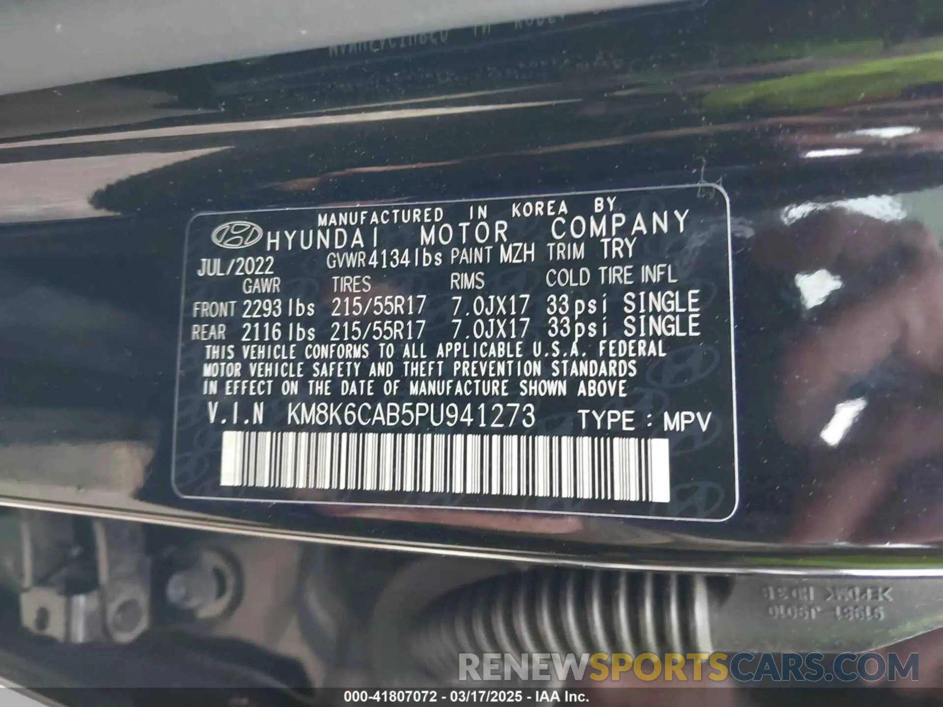 9 fotografías del automóvil dañado KM8K6CAB5PU941273 HYUNDAI KONA 2023