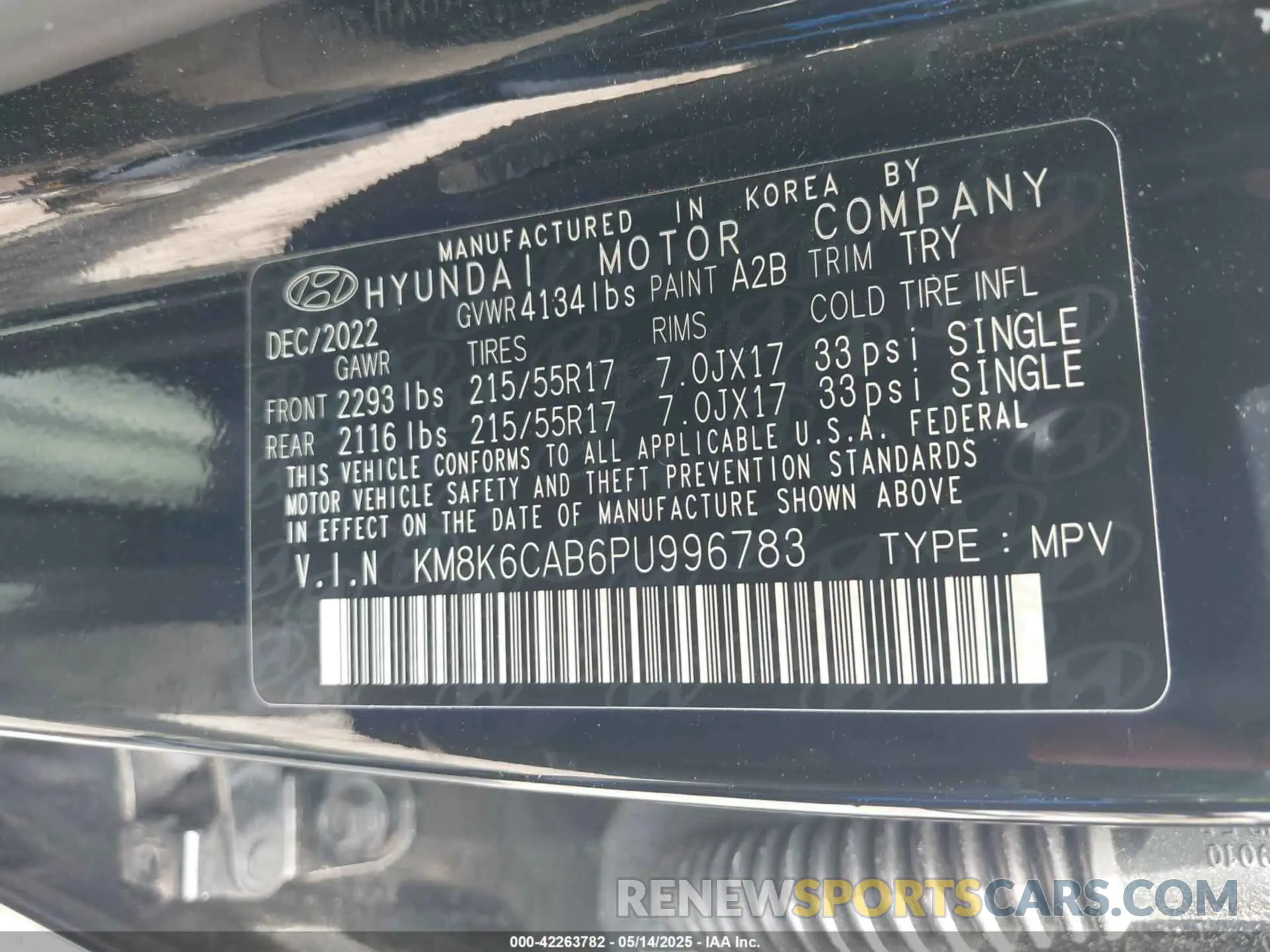9 fotografías del automóvil dañado KM8K6CAB6PU996783 HYUNDAI KONA 2023