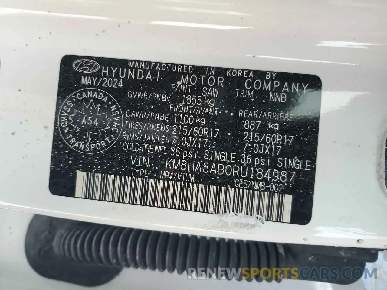 13 fotografías del automóvil dañado KM8HA3AB0RU184987 HYUNDAI KONA 2024