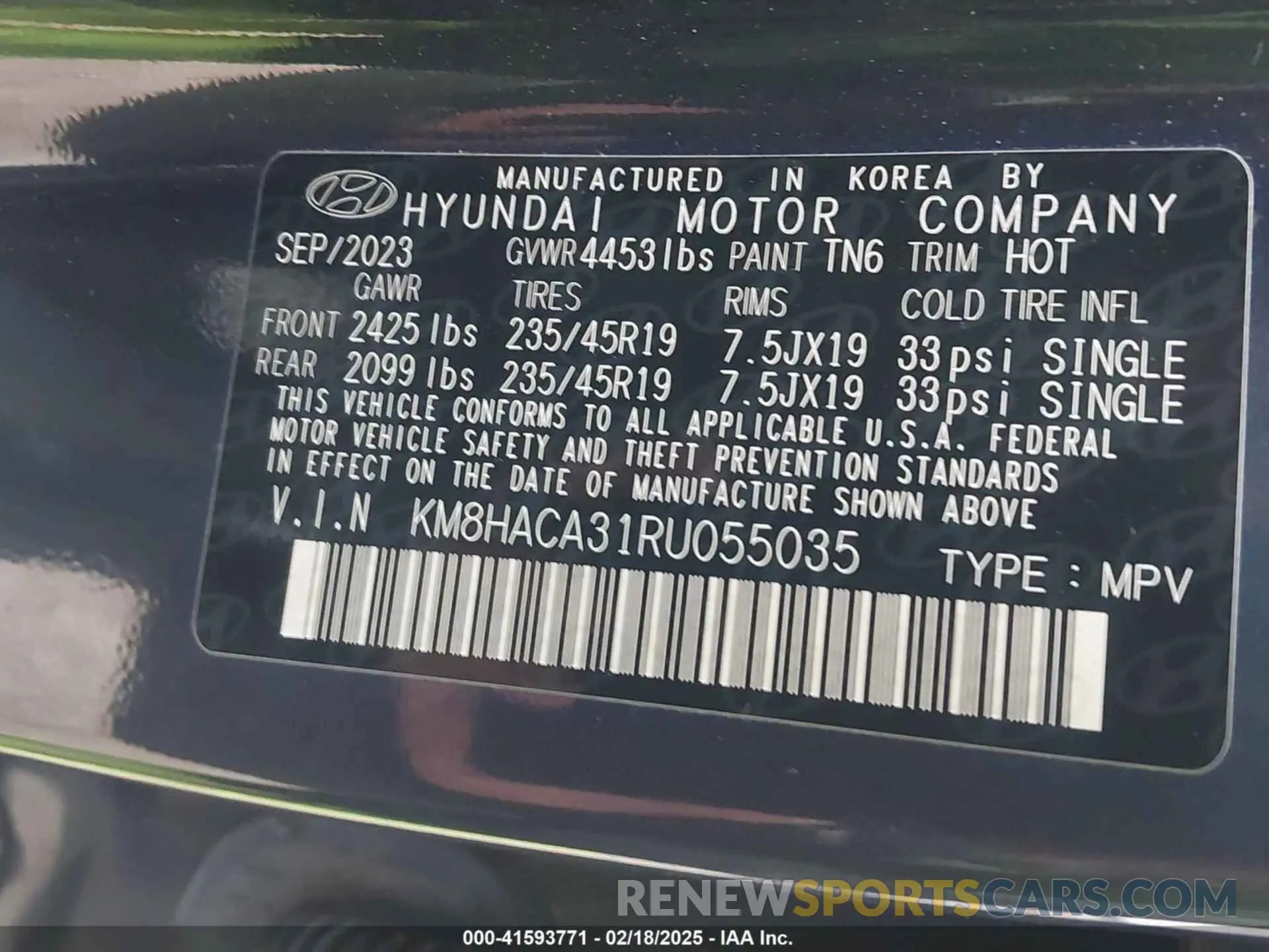 9 fotografías del automóvil dañado KM8HACA31RU055035 HYUNDAI KONA 2024