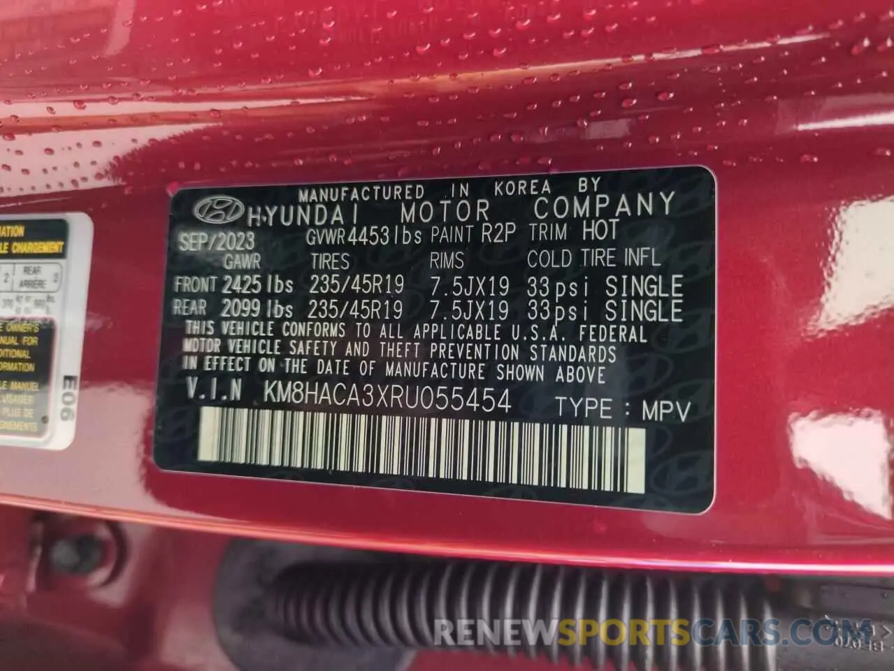 13 fotografías del automóvil dañado KM8HACA3XRU055454 HYUNDAI KONA 2024