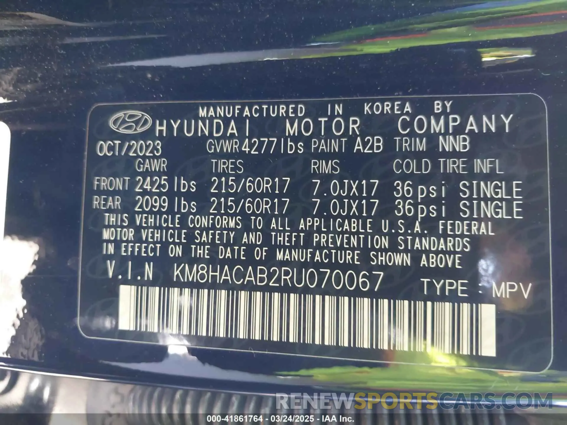 9 fotografías del automóvil dañado KM8HACAB2RU070067 HYUNDAI KONA 2024