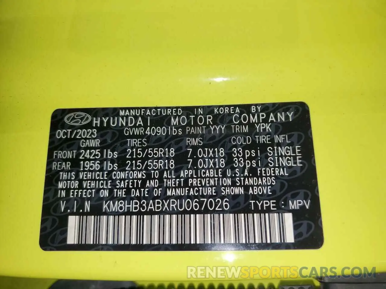 13 fotografías del automóvil dañado KM8HB3ABXRU067026 HYUNDAI KONA 2024