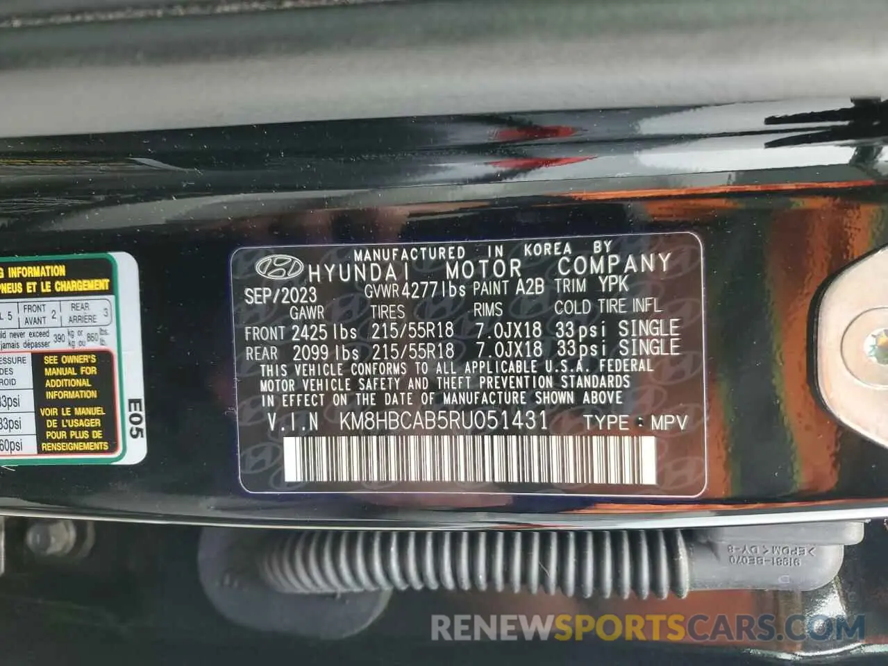 12 fotografías del automóvil dañado KM8HBCAB5RU051431 HYUNDAI KONA 2024