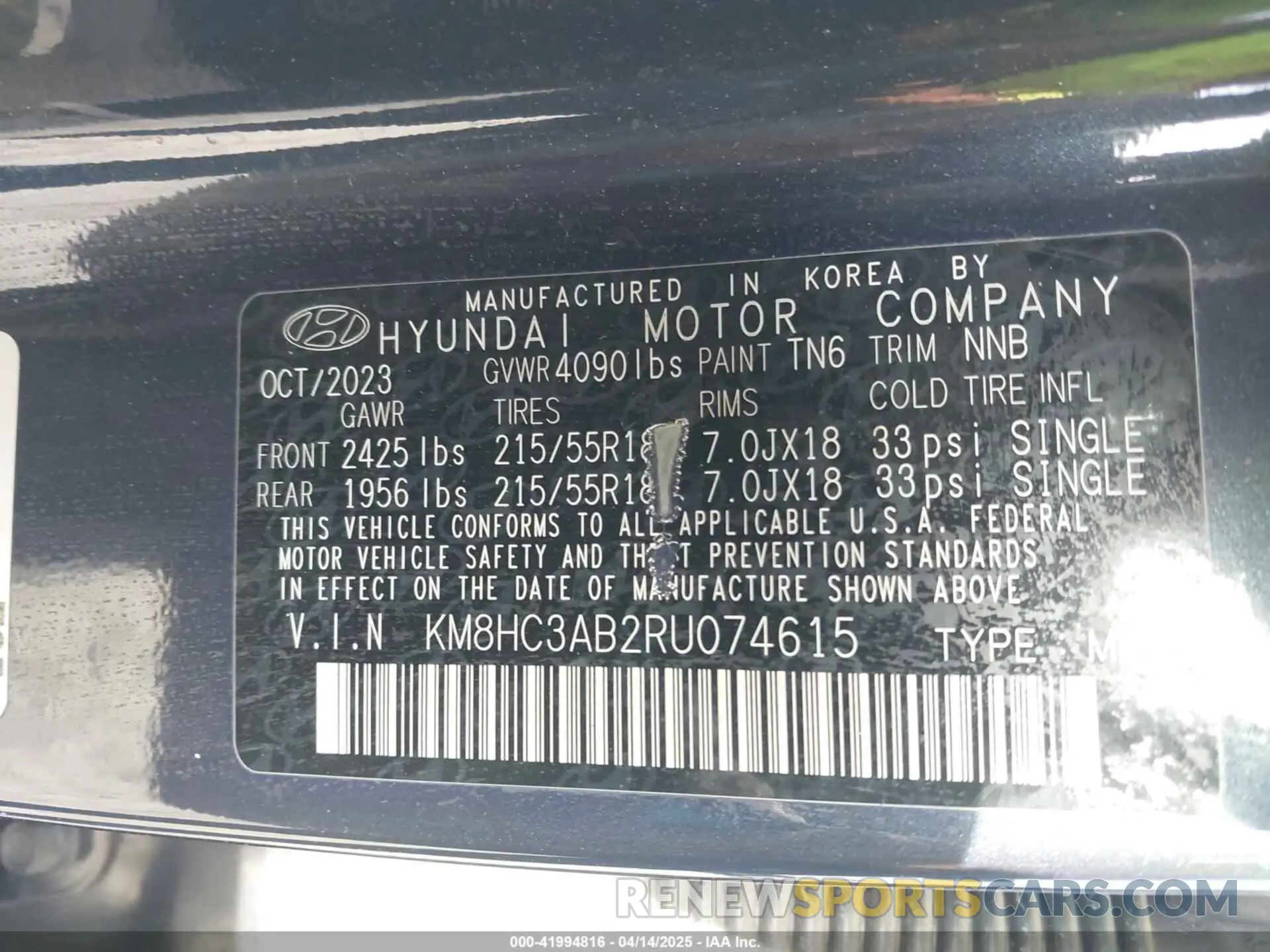 9 fotografías del automóvil dañado KM8HC3AB2RU074615 HYUNDAI KONA 2024
