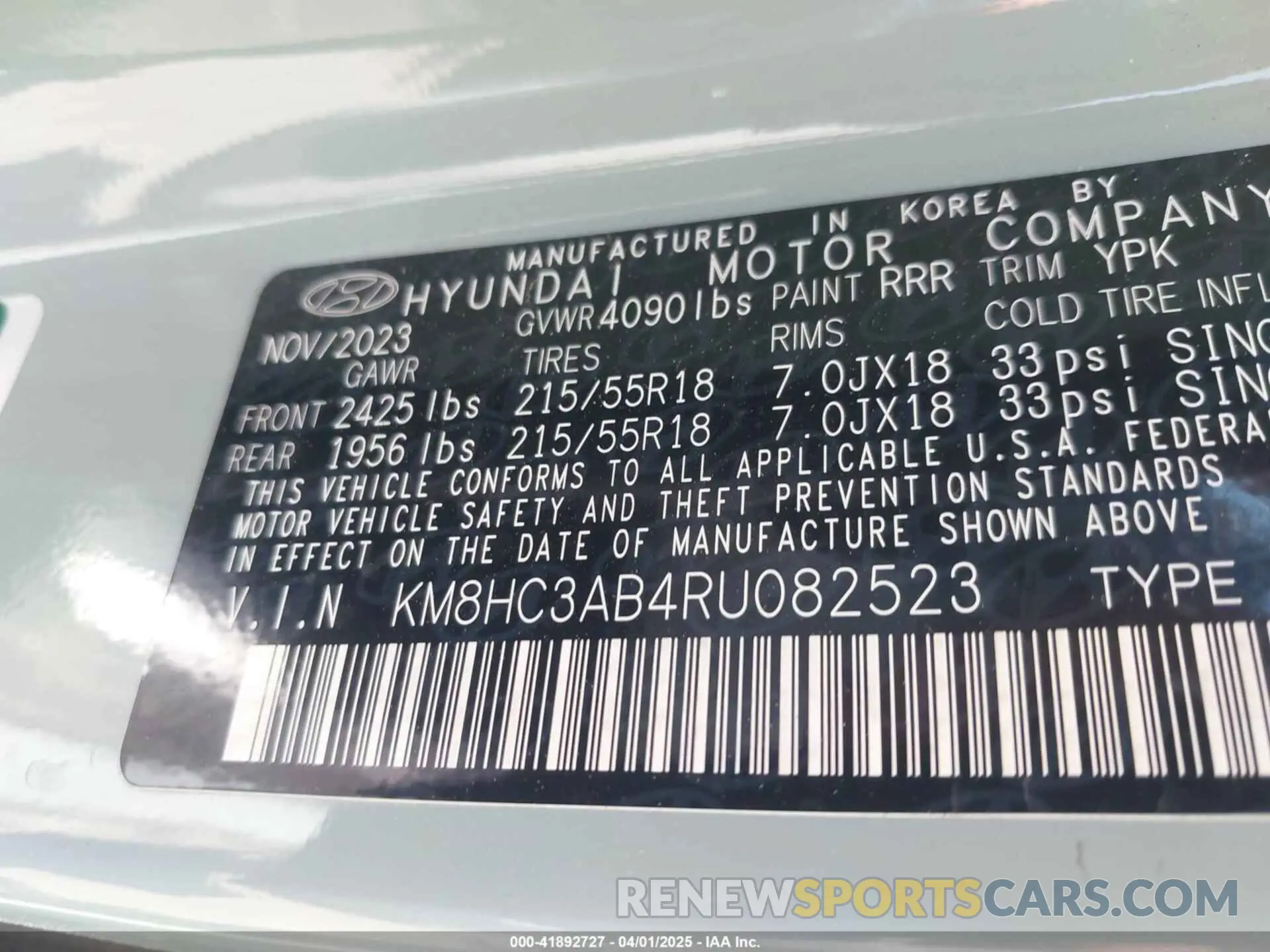 9 fotografías del automóvil dañado KM8HC3AB4RU082523 HYUNDAI KONA 2024