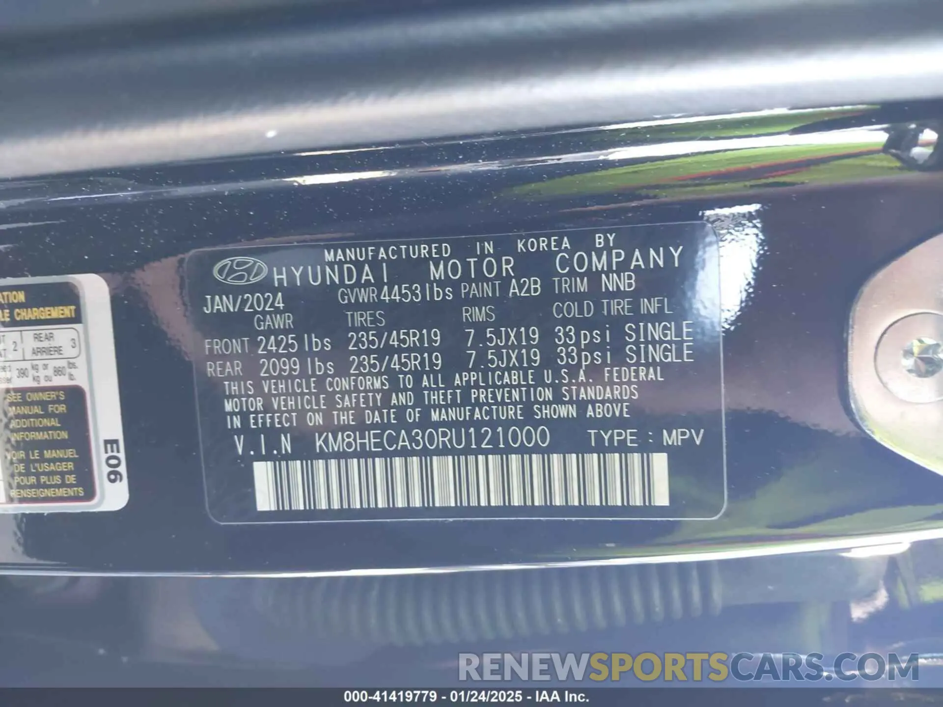 9 fotografías del automóvil dañado KM8HECA30RU121000 HYUNDAI KONA 2024
