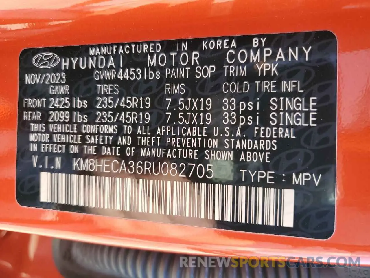 12 fotografías del automóvil dañado KM8HECA36RU082705 HYUNDAI KONA 2024