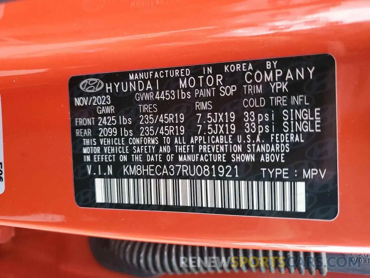 13 fotografías del automóvil dañado KM8HECA37RU081921 HYUNDAI KONA 2024