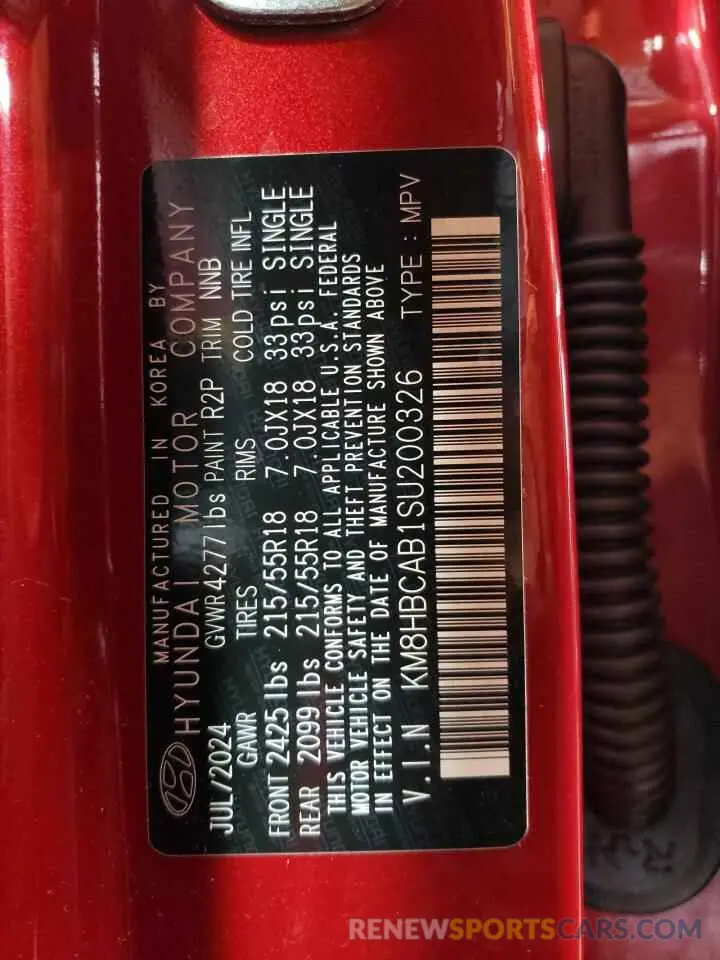 12 fotografías del automóvil dañado KM8HBCAB1SU200326 HYUNDAI KONA 2025