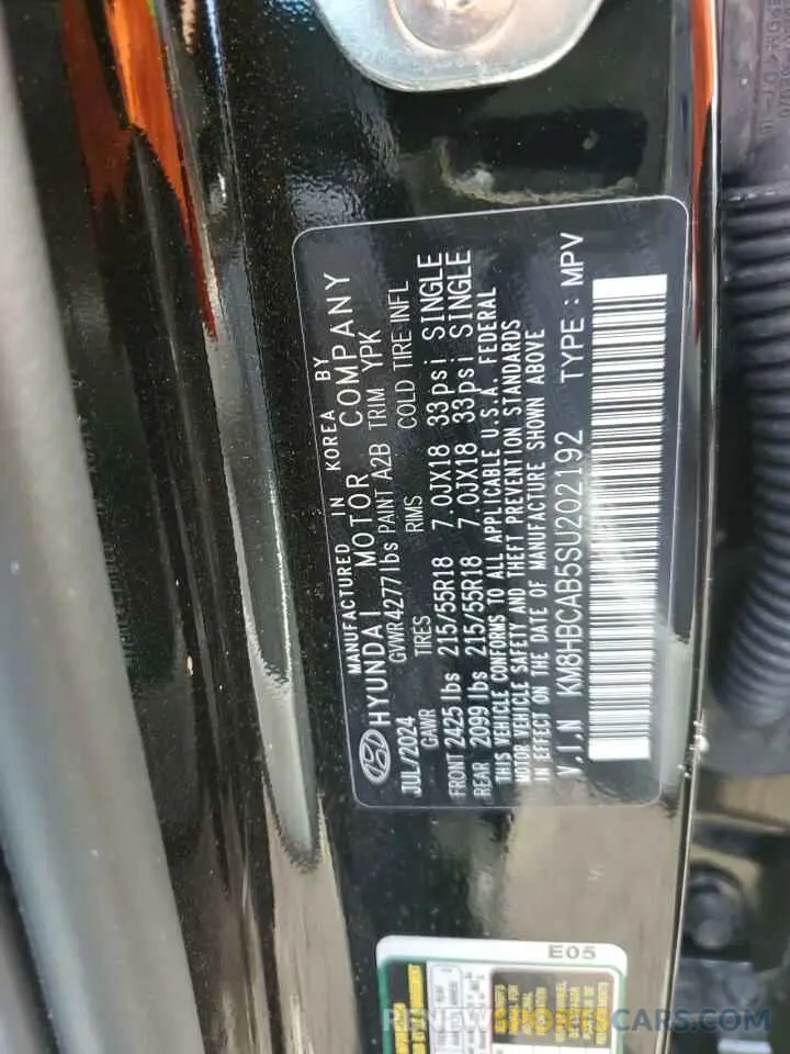 13 fotografías del automóvil dañado KM8HBCAB5SU202192 HYUNDAI KONA 2025