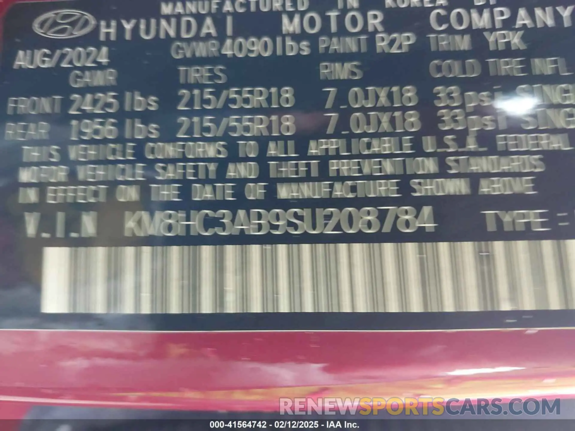 9 fotografías del automóvil dañado KM8HC3AB9SU208784 HYUNDAI KONA 2025