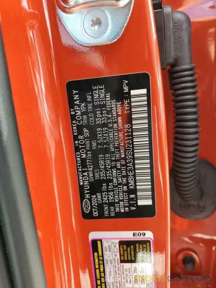 14 fotografías del automóvil dañado KM8HE3A39SU231128 HYUNDAI KONA 2025