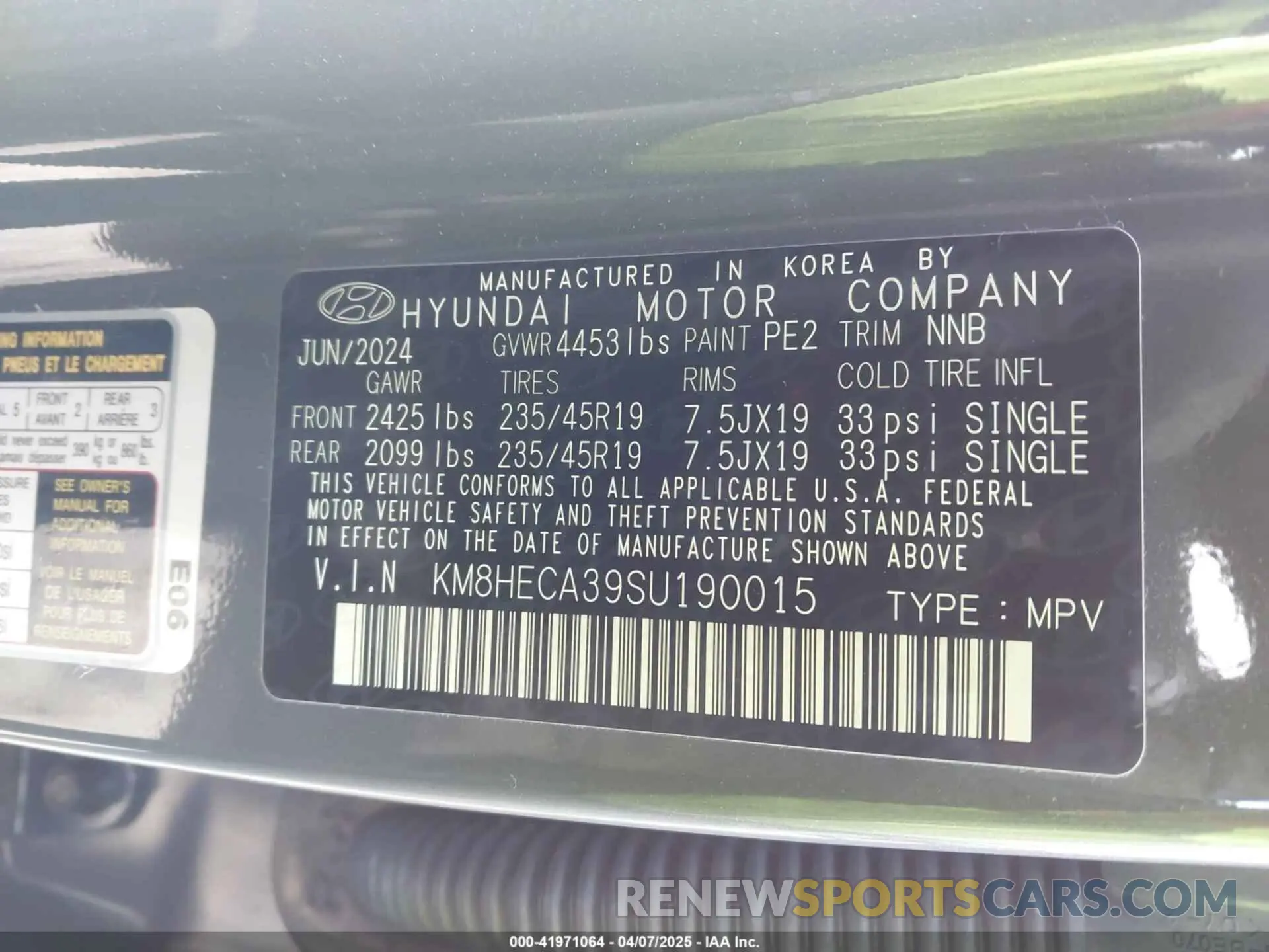 9 fotografías del automóvil dañado KM8HECA39SU190015 HYUNDAI KONA 2025