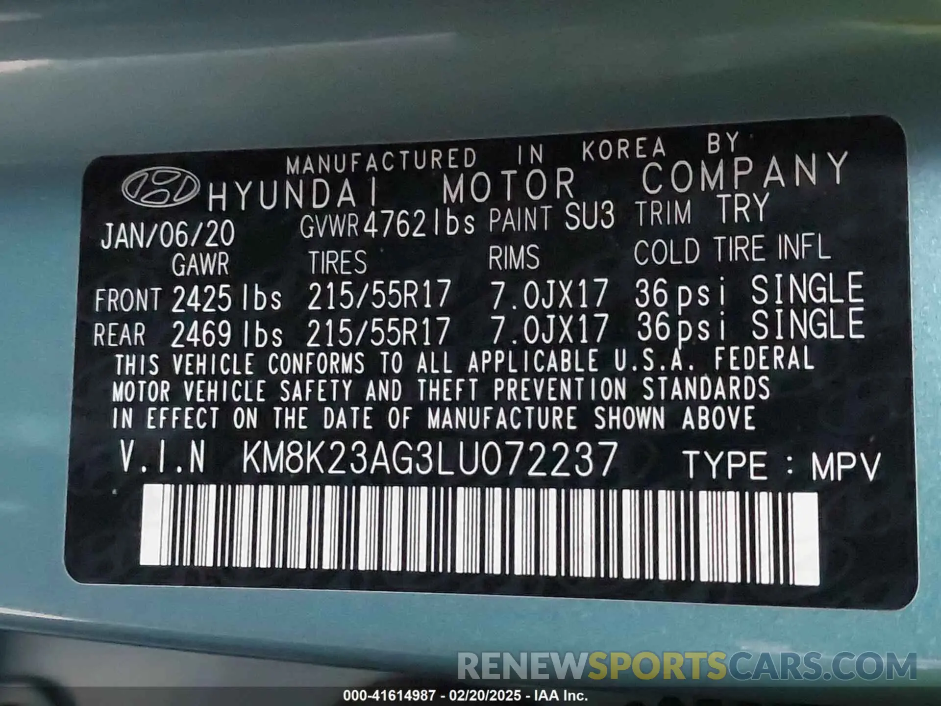 9 fotografías del automóvil dañado KM8K23AG3LU072237 HYUNDAI KONA ELECTRIC 2020