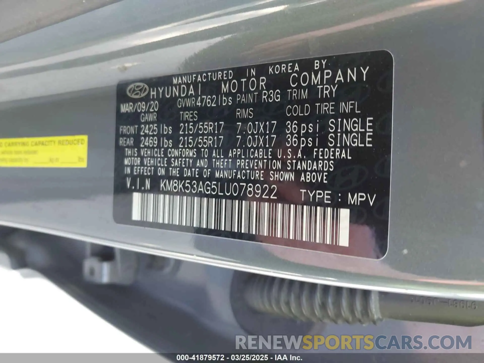 9 fotografías del automóvil dañado KM8K53AG5LU078922 HYUNDAI KONA ELECTRIC 2020