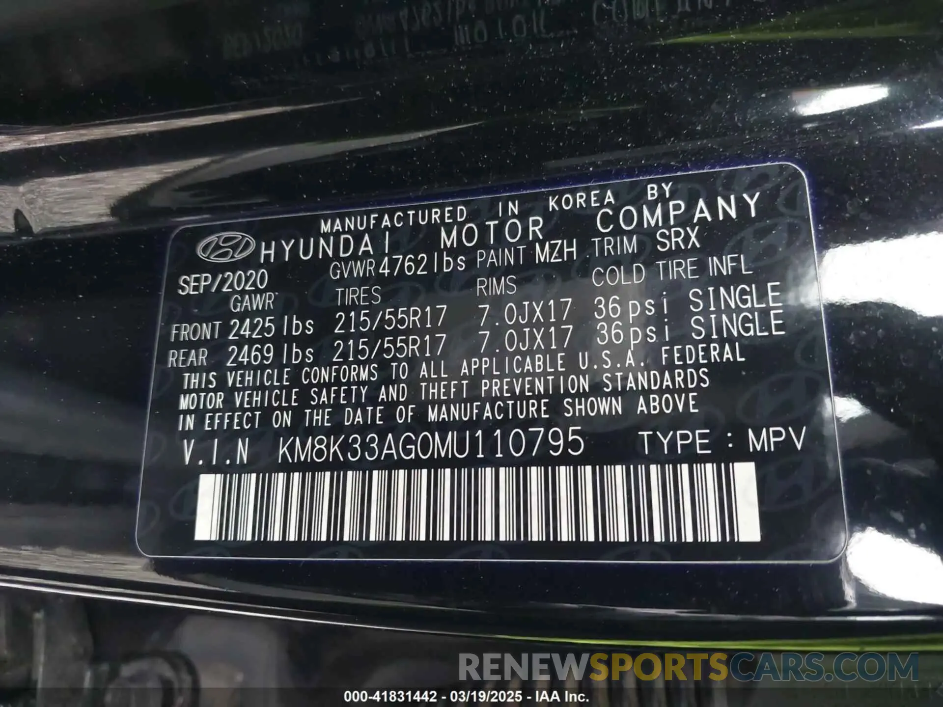 9 fotografías del automóvil dañado KM8K33AG0MU110795 HYUNDAI KONA ELECTRIC 2021