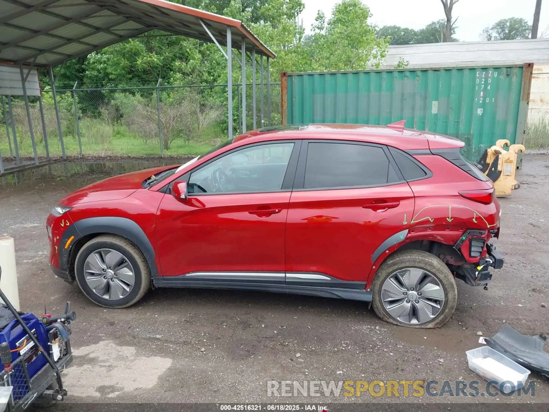 14 fotografías del automóvil dañado KM8K53AG6MU119382 HYUNDAI KONA ELECTRIC 2021