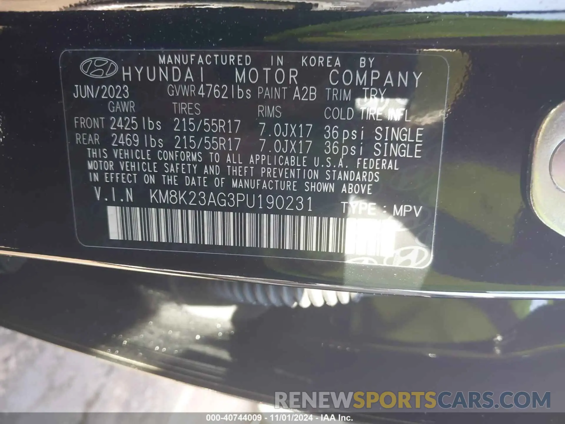 9 fotografías del automóvil dañado KM8K23AG3PU190231 HYUNDAI KONA ELECTRIC 2023