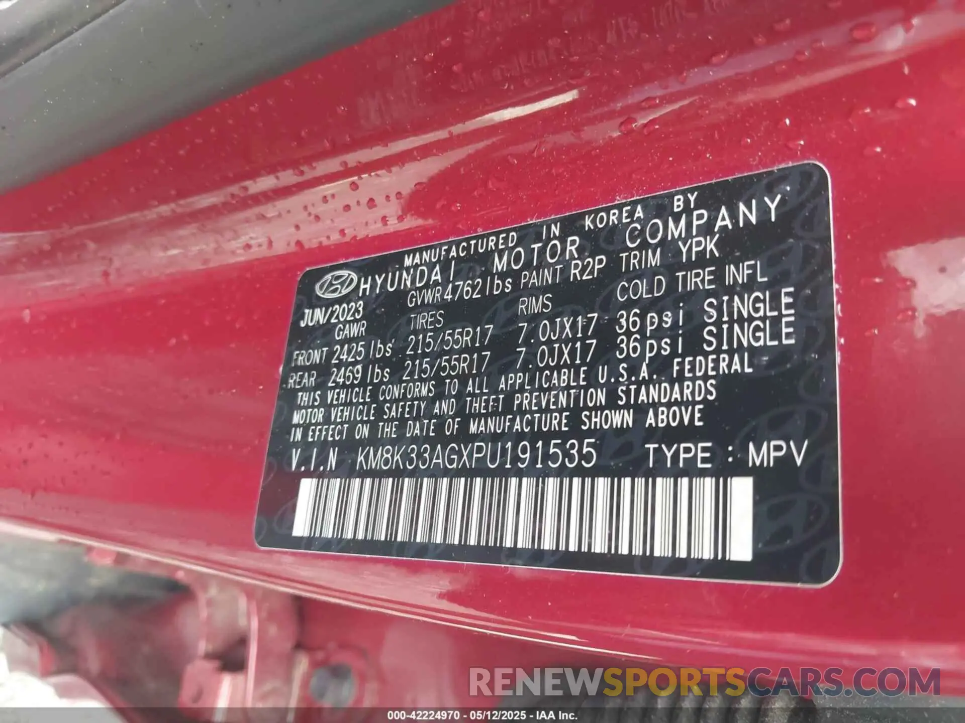 9 fotografías del automóvil dañado KM8K33AGXPU191535 HYUNDAI KONA ELECTRIC 2023