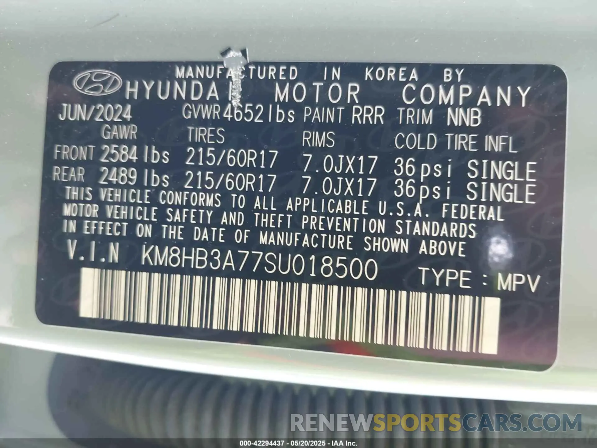 9 fotografías del automóvil dañado KM8HB3A77SU018500 HYUNDAI KONA ELECTRIC 2025