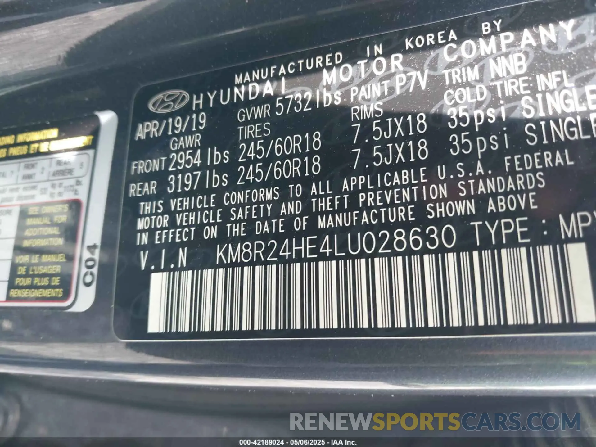 9 fotografías del automóvil dañado KM8R24HE4LU028630 HYUNDAI PALISADE 2020