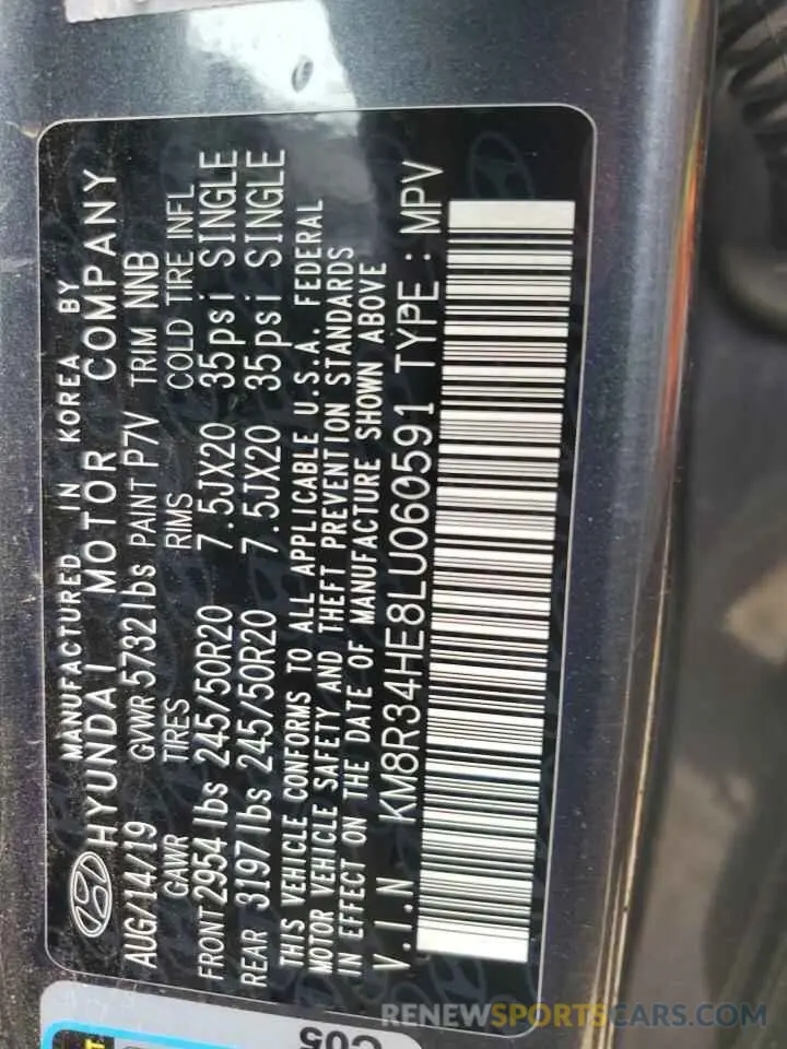 13 fotografías del automóvil dañado KM8R34HE8LU060591 HYUNDAI PALISADE 2020