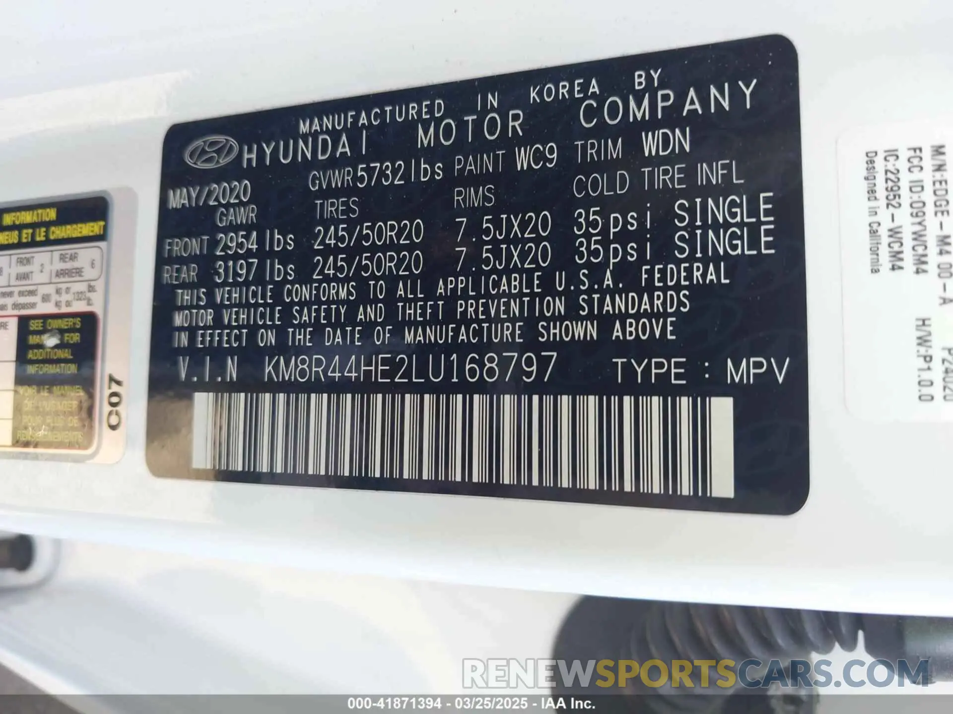 9 fotografías del automóvil dañado KM8R44HE2LU168797 HYUNDAI PALISADE 2020