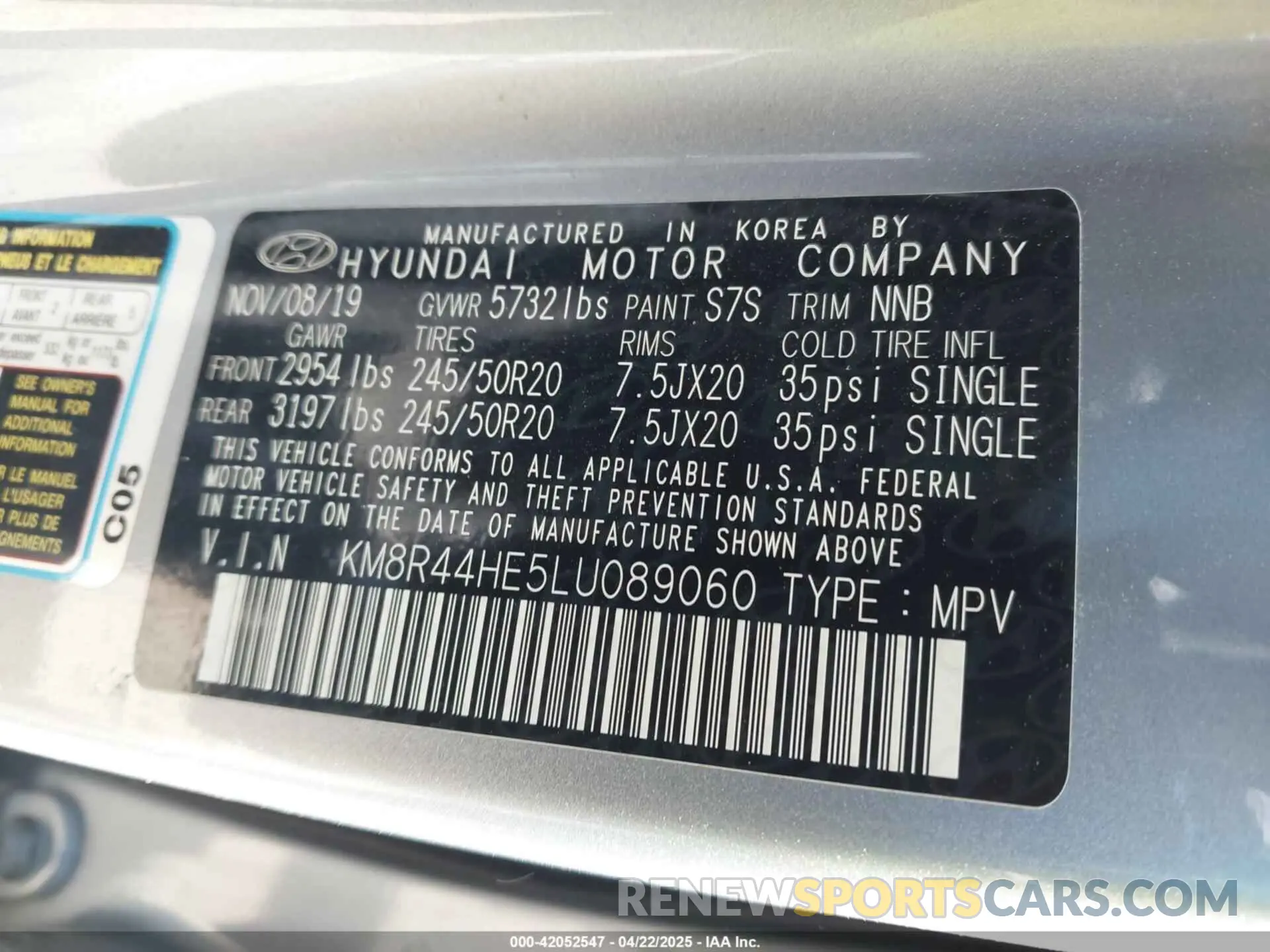 9 fotografías del automóvil dañado KM8R44HE5LU089060 HYUNDAI PALISADE 2020