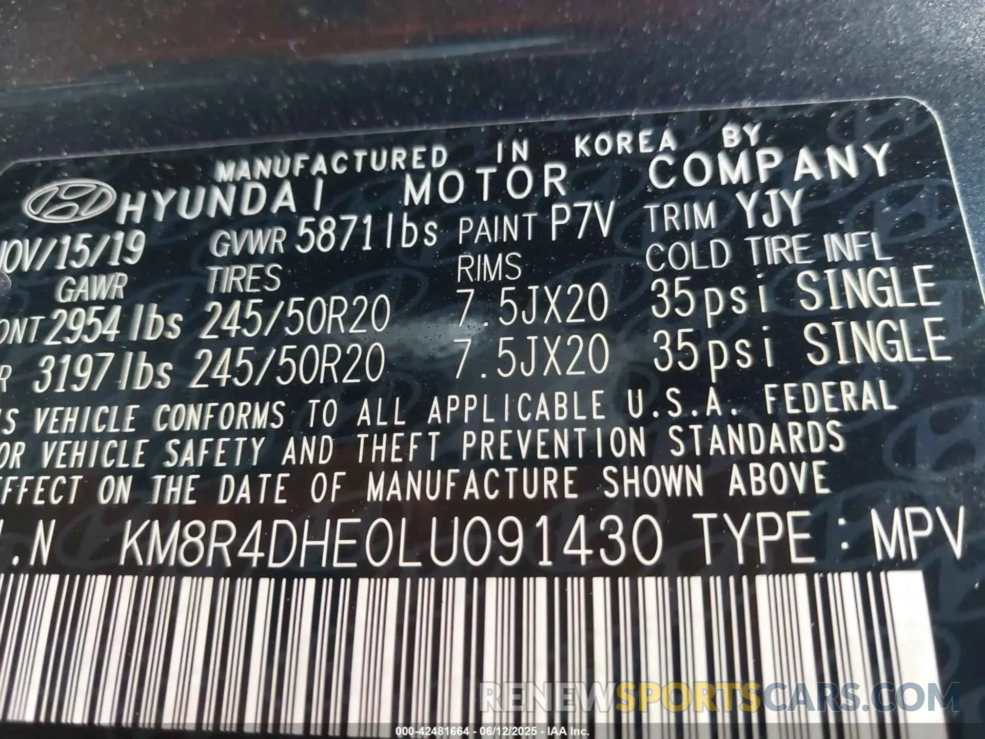 9 fotografías del automóvil dañado KM8R4DHE0LU091430 HYUNDAI PALISADE 2020