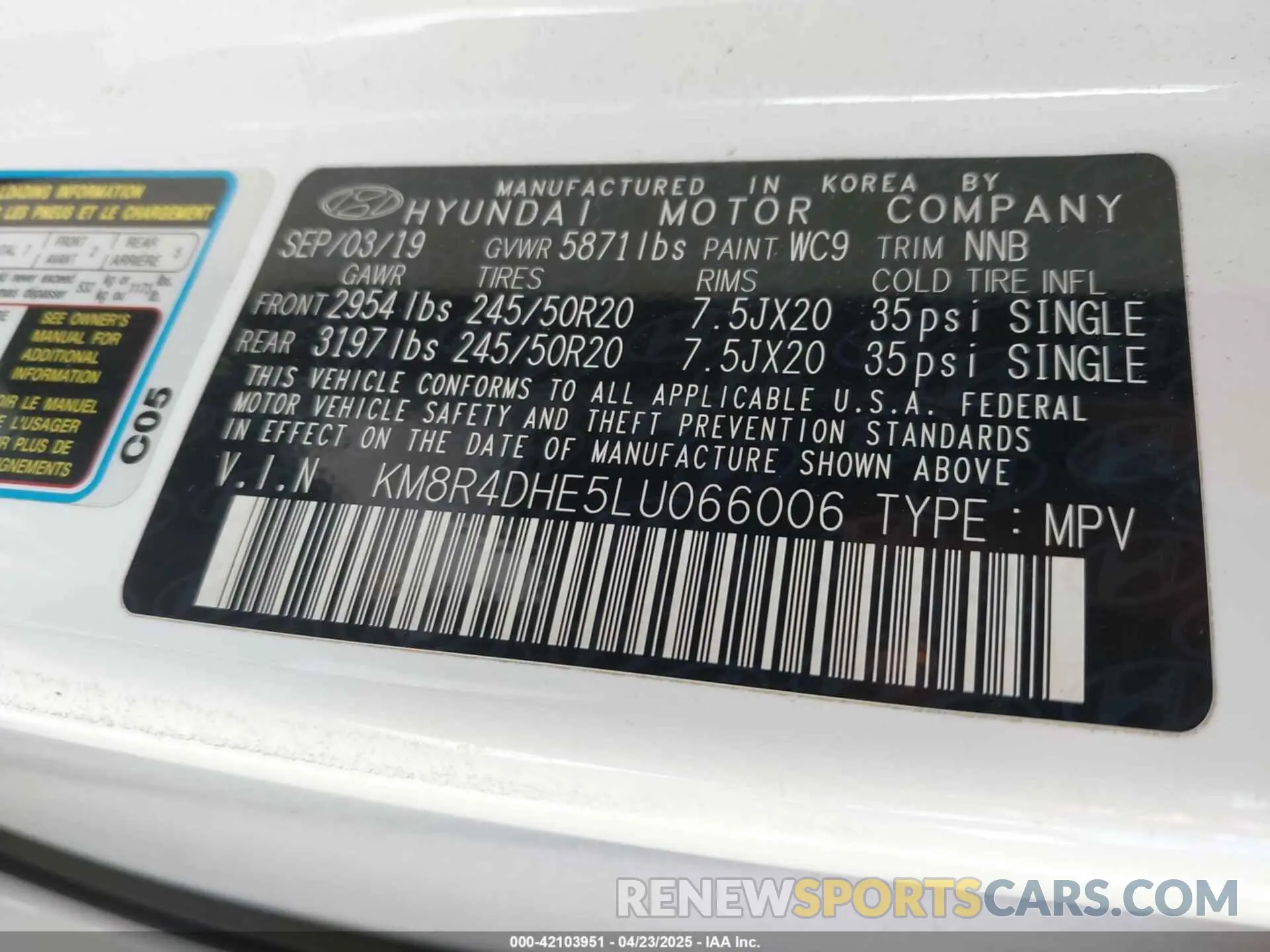9 fotografías del automóvil dañado KM8R4DHE5LU066006 HYUNDAI PALISADE 2020